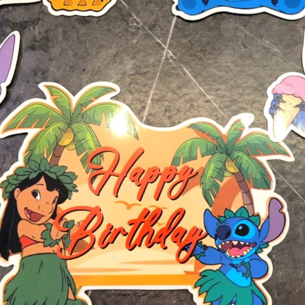 Colorful Stitch Cake And Cupcakes Toppers